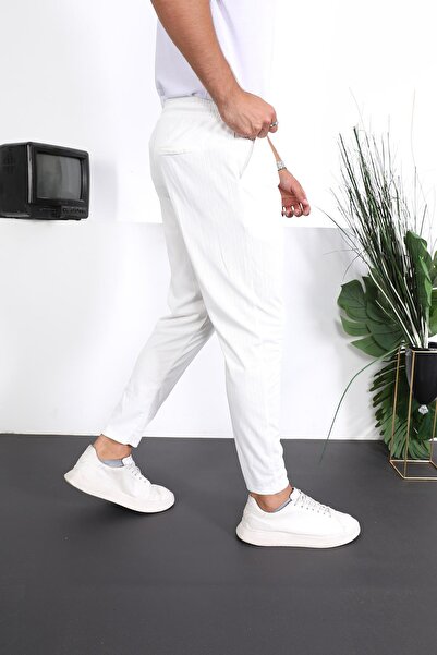 Valiberta Premium Stripe Linen Trousers - White