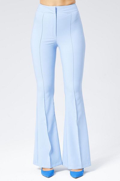 Appleline Pantaloni evazați pentru femei cu talie înaltă și iarbă - Baby Blue, Plus Size