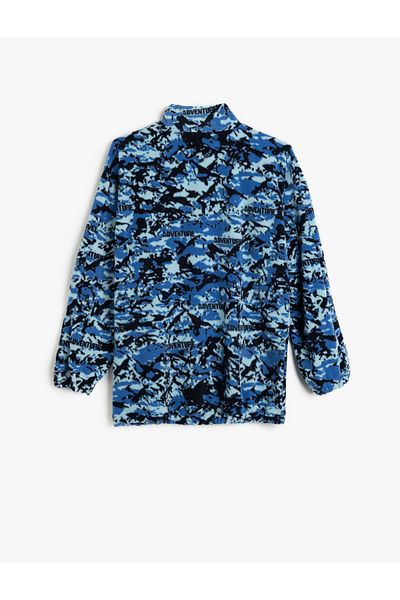 Koton Oversize fleecová mikina Stojánek s límečkem Poloviční zip Klokaní kapsa