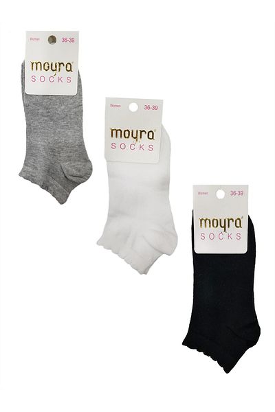 Moyra Socks Дамски чорапи до глезена Moyra, 3 броя, обикновени, памучни