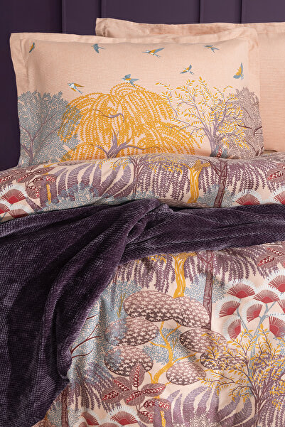 Yataş Inell Double 5-Piece Bedding Set with Blanket - Salmon