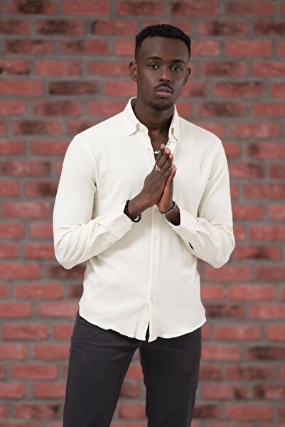 ModTime Смугаста сорочка з повним лікрам з бавовни, облягаючого крою