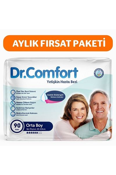 Dr.Comfort Adult Waist Tie Patient Diapers Medium 3 Packs of 30 90 Pieces