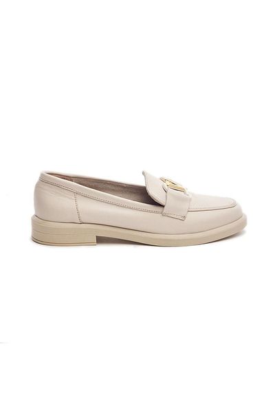 derinet Genuine Leather Women's Casual Shoes with Metal Buckle
