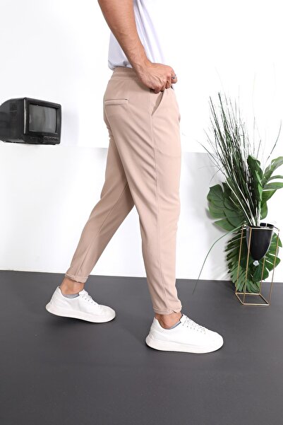 Valiberta Premium Textured Double Leg Fit Trousers - Beige