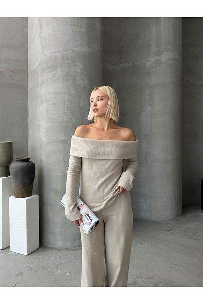 AFROGİYİM Madonna Collar Comfortable Cut Women's Set