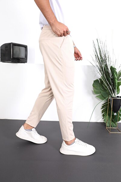 Valiberta Λινό παντελόνι Premium με ρίγες - Μπεζ