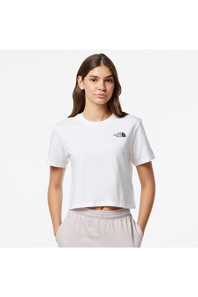 THE NORTH FACE Γυναικείο λευκό μπλουζάκι με στρογγυλή λαιμόκοψη Simple Dome Cropped Slim