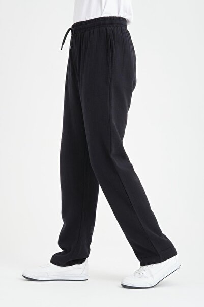 Valiberta Легкі та зручні чоловічі штани з мусліну - чорні