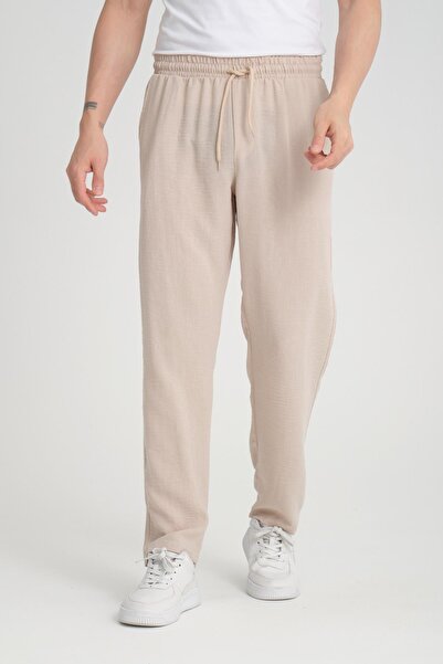 Valiberta Μπεζ παντελόνι Aerobin από λινό ύφασμα