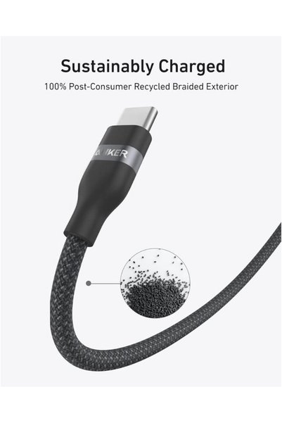 Generic Brand 240W USB-C to USB-C PD Fast Charging Cable (3ft, Upcycled-Braided), Black