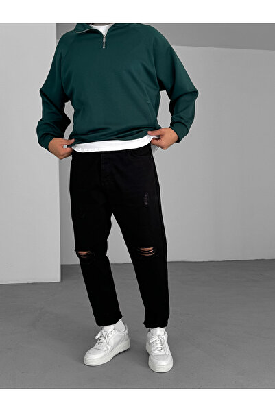 BYBASICMAN Black Knee Ripped Boyfriend Ke-283