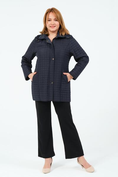 GLR&GYM OKŞAN BÜYÜK BEDEN KADIN İÇİ TÜYLÜ KAPİTONE MONT