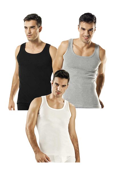 Namaldı 3 Pieces Crossed Back Cotton Ribbed Men's Athlete