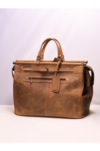 LYDOS BAG Gaston Retro Koyu Hardal Hakiki Deri Valiz