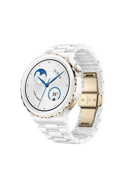 Huawei GT3 Pro Frigga Gold Bezel With White Ceramic Strap