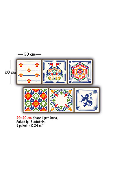 TİNK Kendinden Yapışkanlı Oyun Desenli Pvc Karo 20x20 Cm 6'lı Paket