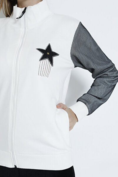 İntensive γυναικεία μακρυμάνικη ζακέτα με φερμουάρ με πέτρα