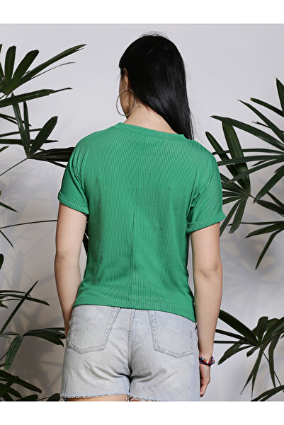 Sera By Styli Rib Round Neck Slim Fit Top