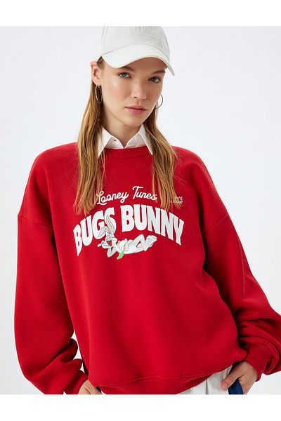 Koton Bugs Bunny Licensed Oversize Sweatshirt - Back Printed Ribbon