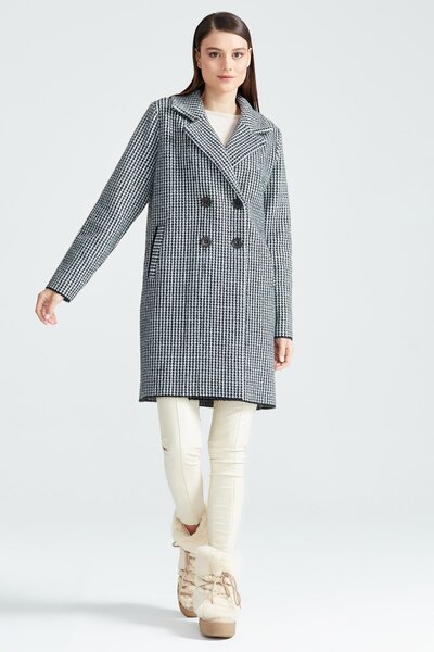 Tığ Triko KAZAYAĞI DESENLİ MİNK  KABAN SİYAH