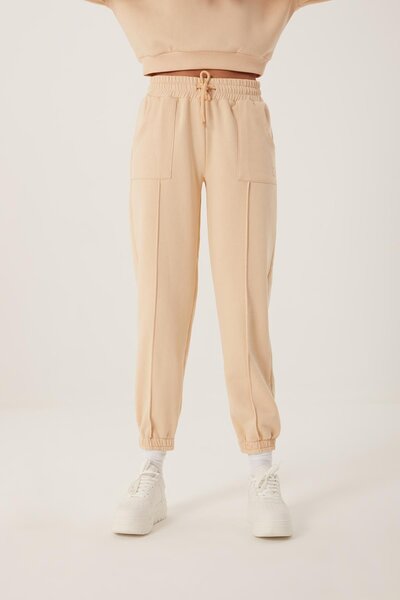 QUHOX Γυναικείο Φούτερ 3 Νήμα Oversize Μπεζ