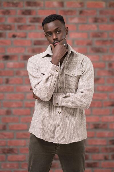 ModTime Оверсайз (широкий крій) сорочка з риб'ячим візерунком і двома кишенями