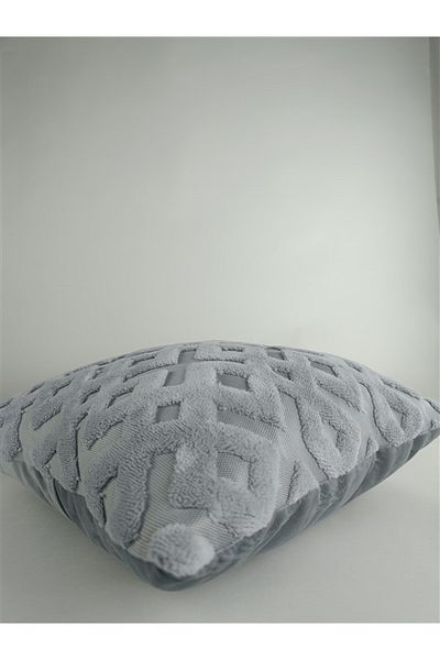 Mrs.Gugar Light Gray Plush Throw Pillow Cover - Punch