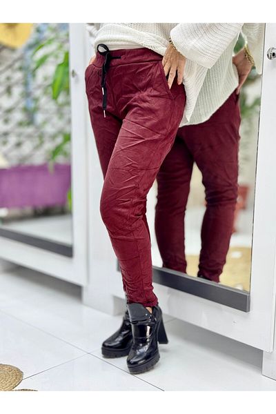 Punta Otantik Ls57117 Burgundy Italian Suede Trousers