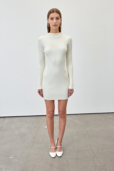 VATKALI Perkins yaka kısa triko elbise