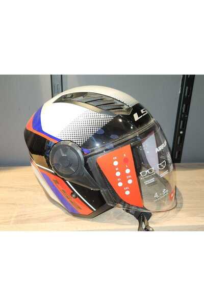 LS2 AİRFLOW 2 SOLİD RUSH BEYAZ MAVİ KIRMIZI ÇENESİZ KASK