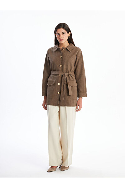 LC Waikiki Jachetă cămașă de damă din tweed bej