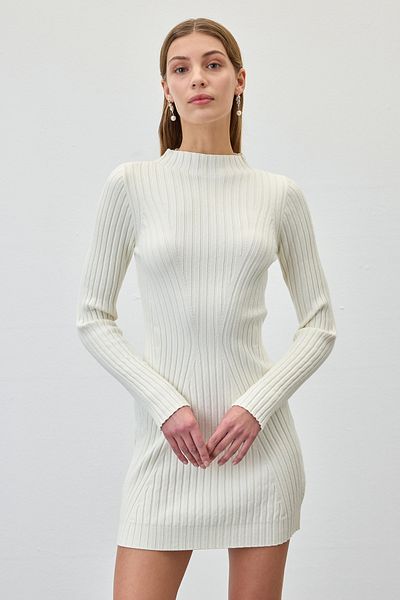 VATKALI Perkins Collar Short Knitwear Dress