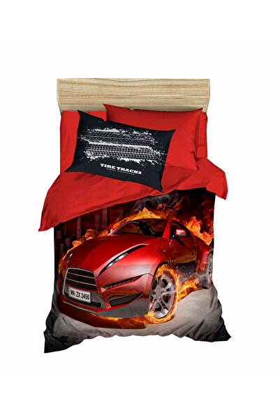 Fabeteks Red Car Is Burning Single Young Bedding Set