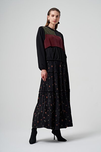 MissWhence Cupro Silk Patchwork Detail Skirt Blouse Set