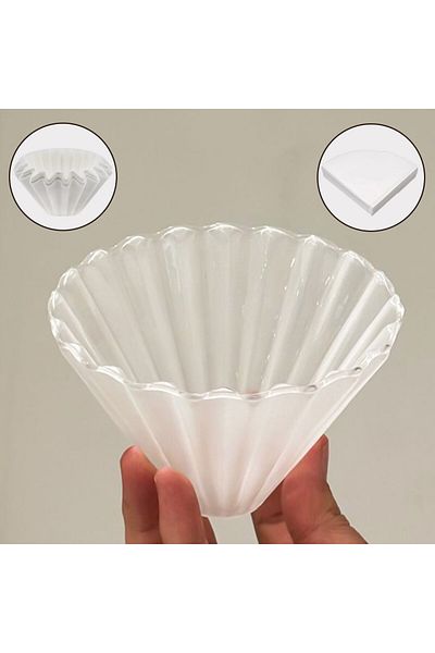 MIBRU Coffee ceramic dripper zigzag white V02 and wooden ring