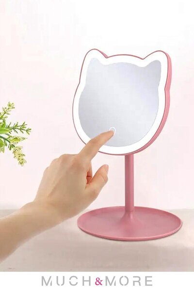 Modex Kedi Dokunmatik Led Işıklı Masa Üstü Makyaj Aynası Ledli ( Pil İle Çalı...