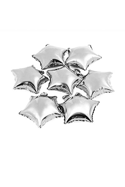 Genel Markalar 12 Adet Minik Boy 25 Cm 10 Inç Gümüş Yıldız Folyo Balon Seti!!!