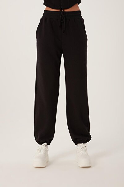 QUHOX Μαύρο γυναικείο αθλητικό παντελόνι Jogger