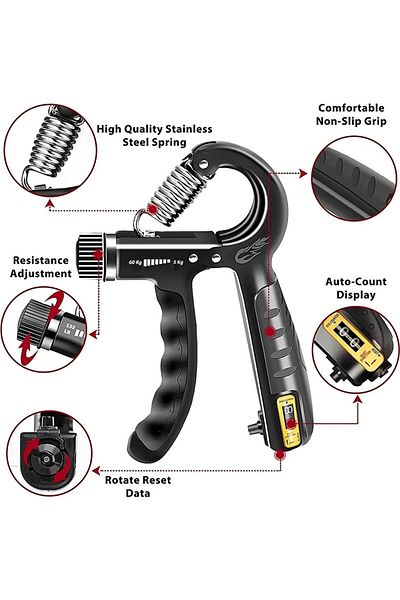 HEPİTOP Original Countered Hand Spring 60 kg - 5 kg Adjustable Hand Spring Wrist Muscle Strengthener