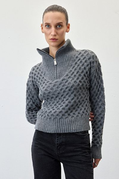 VATKALI Sweater with zip collar