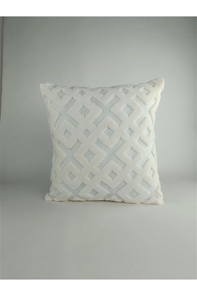 Mrs.Gugar Cream Colored Punch Plush Cushion Cover