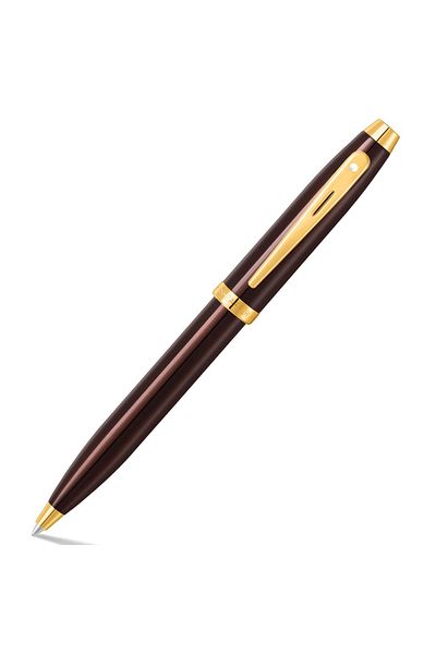 Sheaffer 100 Shiny Lacquer Dark Brown/gold Ballpoint Pen