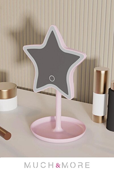 Modex Yıldız Dokunmatik Led Işıklı Masa Üstü Makyaj Aynası Ledli (Pil ile Çalışır)