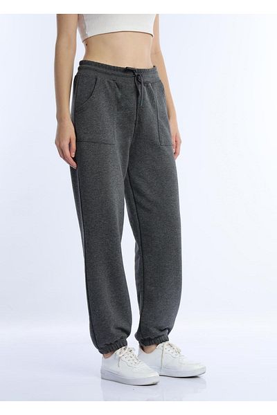 Polo State Γυναικείο ελαστικό ψηλόμεσο 3 κλωστών Anthracite Jogger Loose Sweatpants