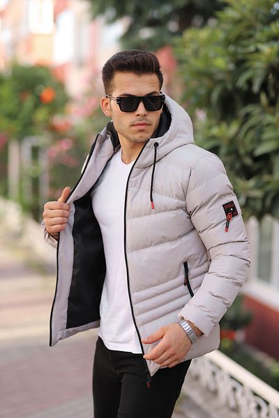 Boymen Men's Hooded Winter Jacket Puffer Jacket Windproof