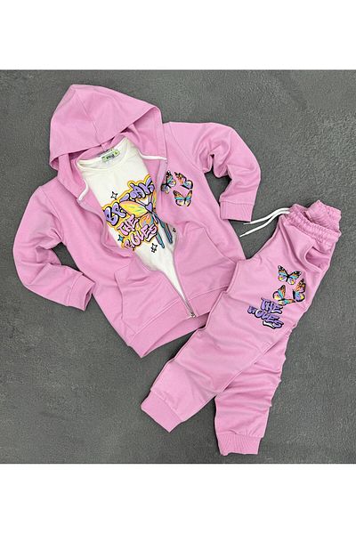 stella kids Hooded Cotton 3 Piece Suit for Girl