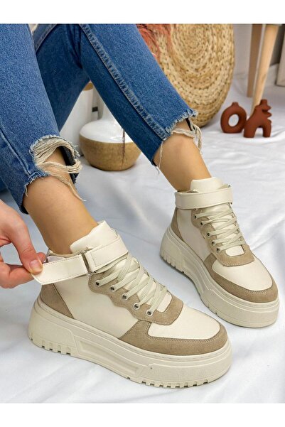 ERVANIN BUTİĞİ Ten Süet (Force) Kadın Bağcıklı Sneakers