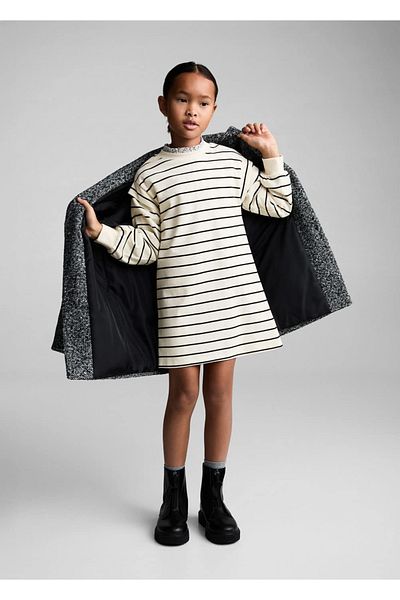 MANGO Kids Βαμβακερό φόρεμα με ρίγες