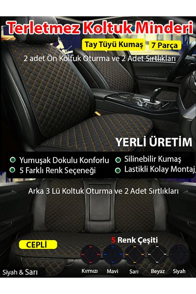 Nuryak Oto Aksesuar Mercedes ML W164 2005-2011 Țesătură 7 piese Set Complet Pene de Thai Negru-Galben Cusături